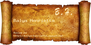 Balya Henrietta névjegykártya
